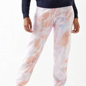 Lazypants Pink Orange Tie  Dye Elastic Waistband Sweatpants straight leg XL